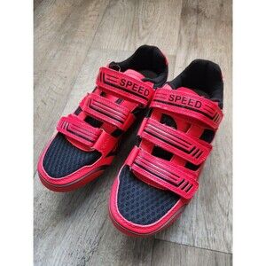 SPEED Bicycling Cycling Shoes Red Size 40 - US M7/W9 - 3 Bolt Cleat w/ 3 Straps